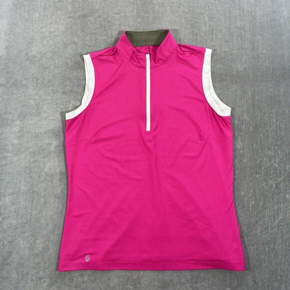 GG Tops - GGblue Womens Medium Pink Luxe Sport Quarter 1/4 Zip Polo Tank Top